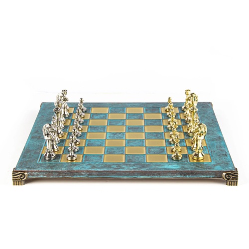 Classic Metal staunton Chess set (Torquoise) 28cm