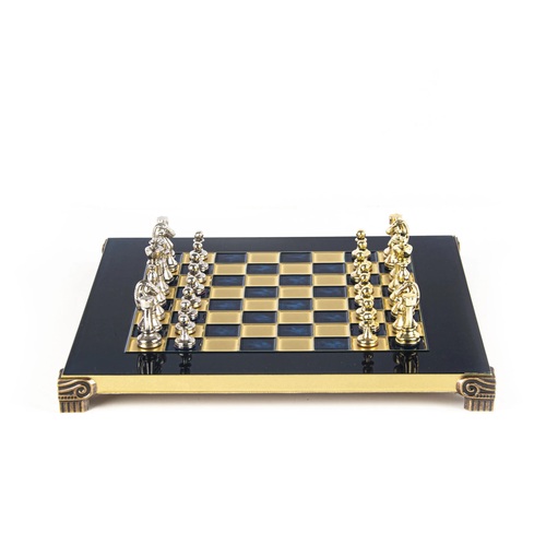 Classic Metal staunton Chess set (Blue) 28cm
