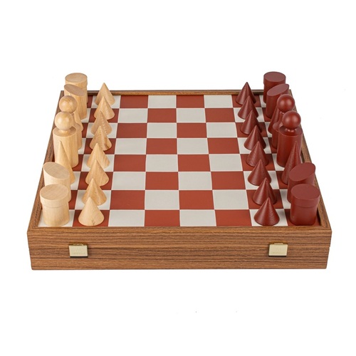 Bauhaus Style Terracotta & White Chess set