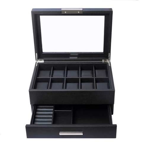 10 Slots Leather Watch Box with Drawer