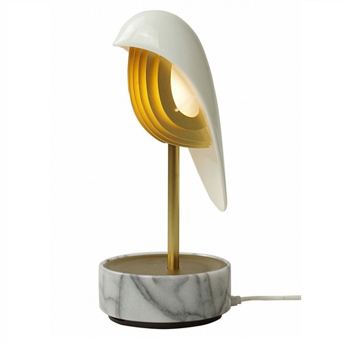 Daqi Concept Bird Singing Alarm Clock White Gold
